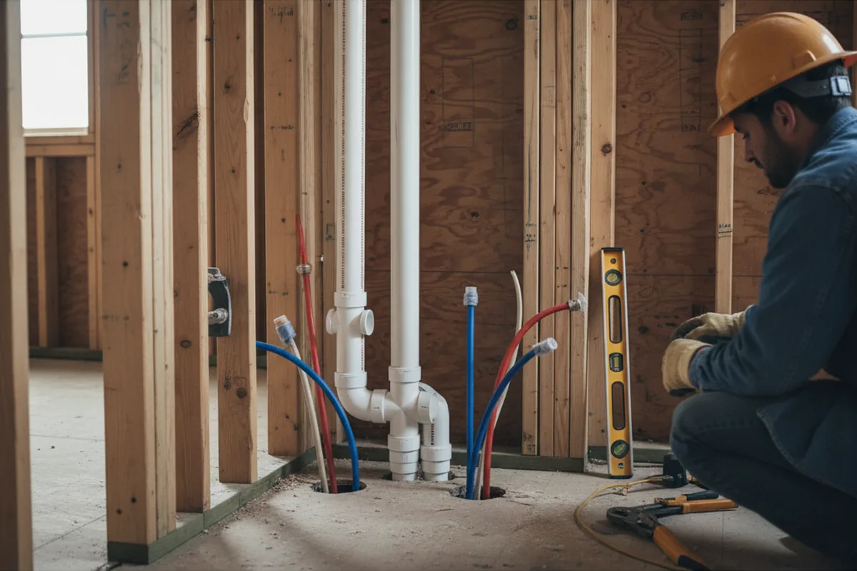 Drain and supply rough-in during Sump Pump Repair in Kimberling City