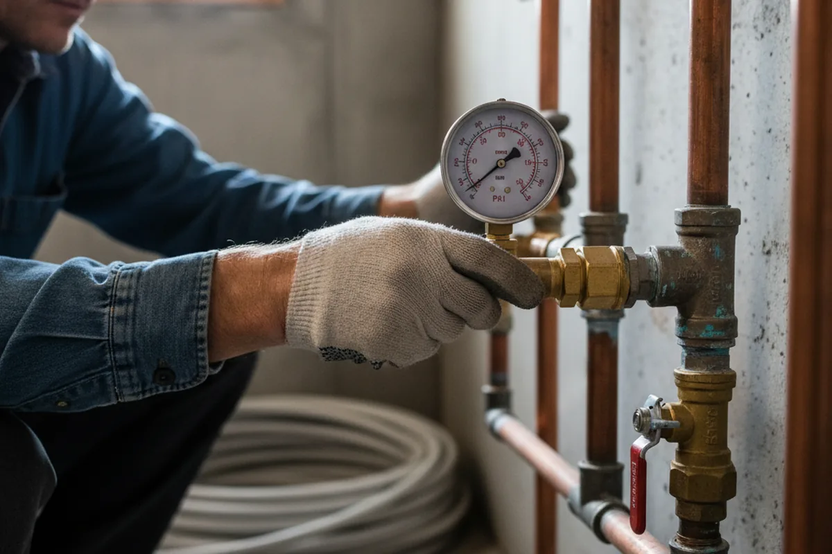 Pressure testing a repaired line during Water Line Repair in Kimberling City
